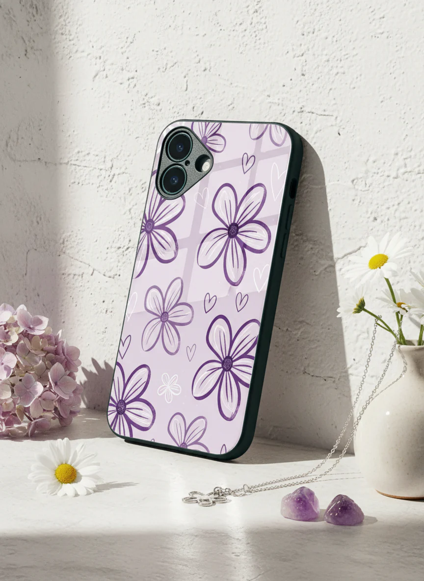 Lilac Bloom Premium Glass Back Cover For iPhone 11-17 Models - Image 6