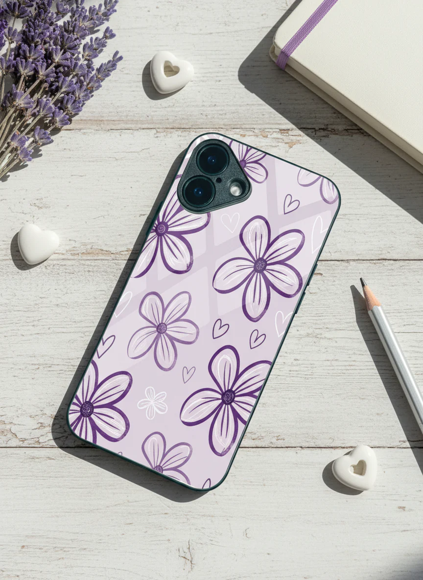 Lilac Bloom Premium Glass Back Cover For iPhone 11-17 Models - Image 8