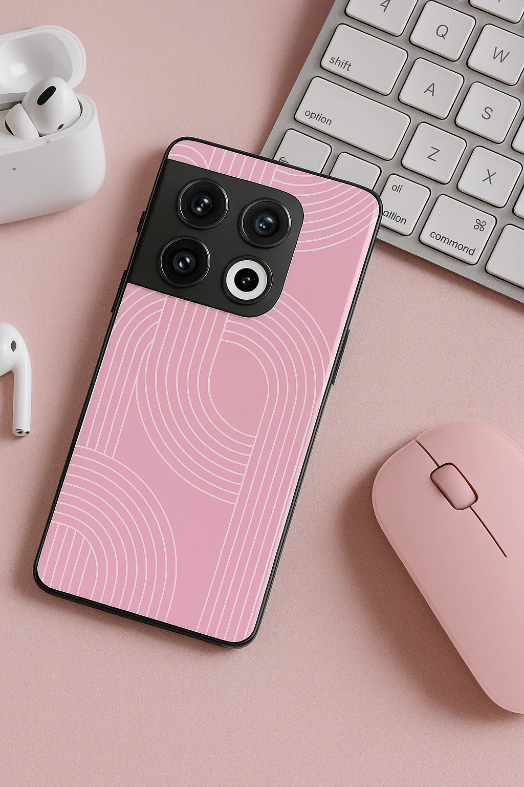 Linear Blush Glass Back Cover For One Plus 13, 12, 11, 10, Nord Series