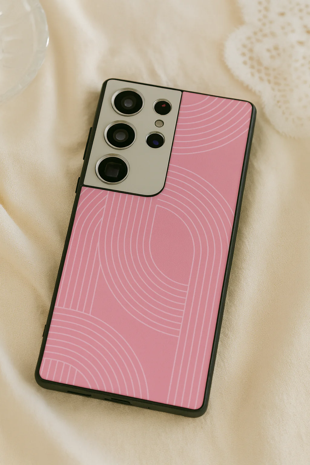 Linear Blush Premium Glass Back Cover For Galaxy S, A, M & F Series - Image 2