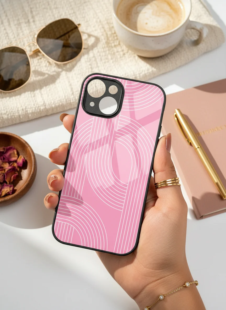 Linear Blush Premium Glass Back Cover For iPhone 11-17 Models - Image 10