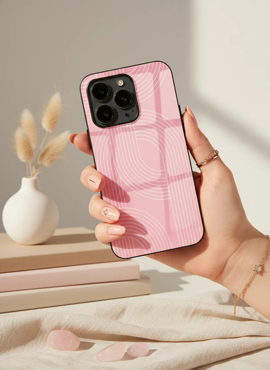 Linear Blush Premium Glass Back Cover For iPhone 11-17 Models - Image 11