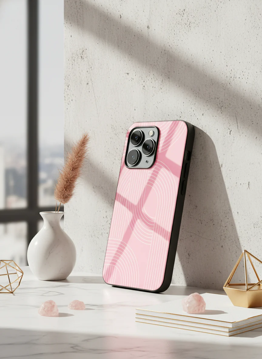 Linear Blush Premium Glass Back Cover For iPhone 11-17 Models - Image 13