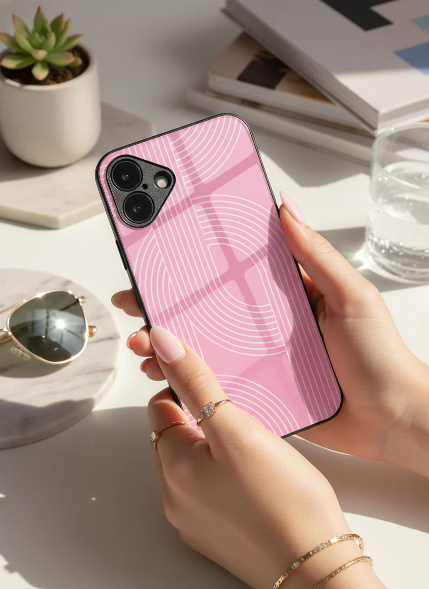 Linear Blush Premium Glass Back Cover For iPhone 11-17 Models - Image 14