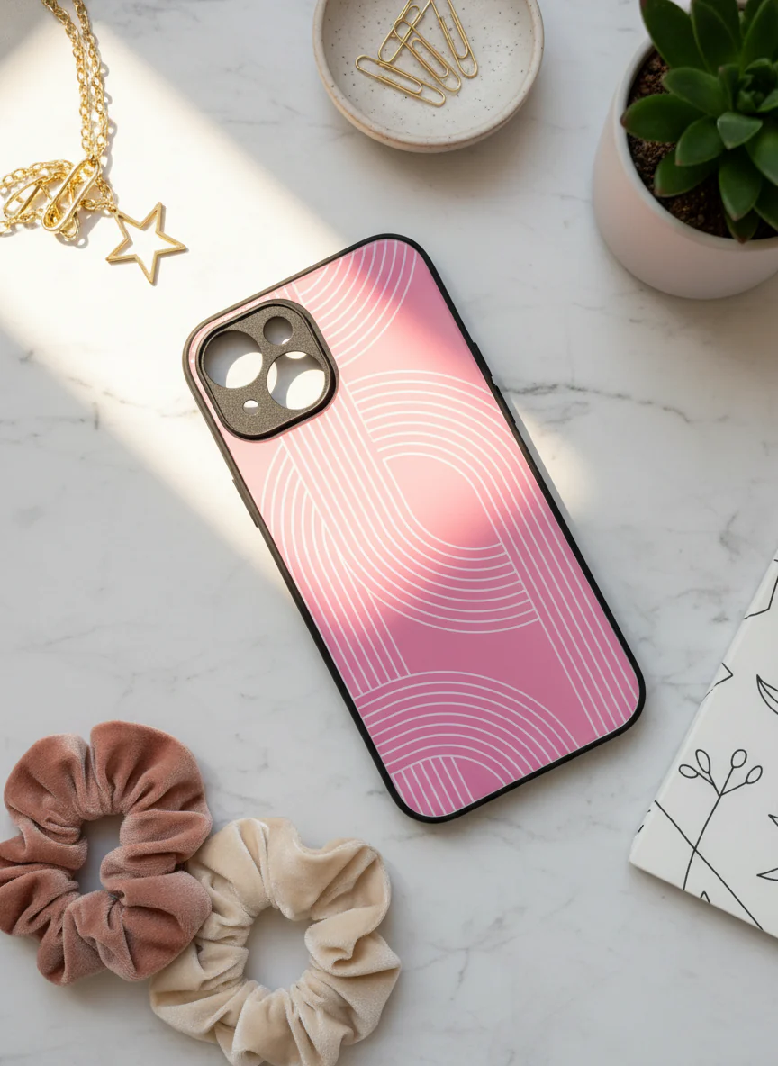 Linear Blush Premium Glass Back Cover For iPhone 11-17 Models - Image 15