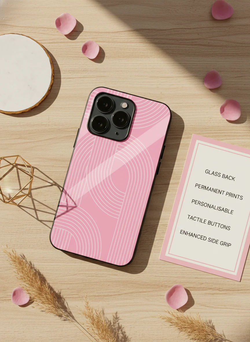 Linear Blush Premium Glass Back Cover For iPhone 11-17 Models - Image 2