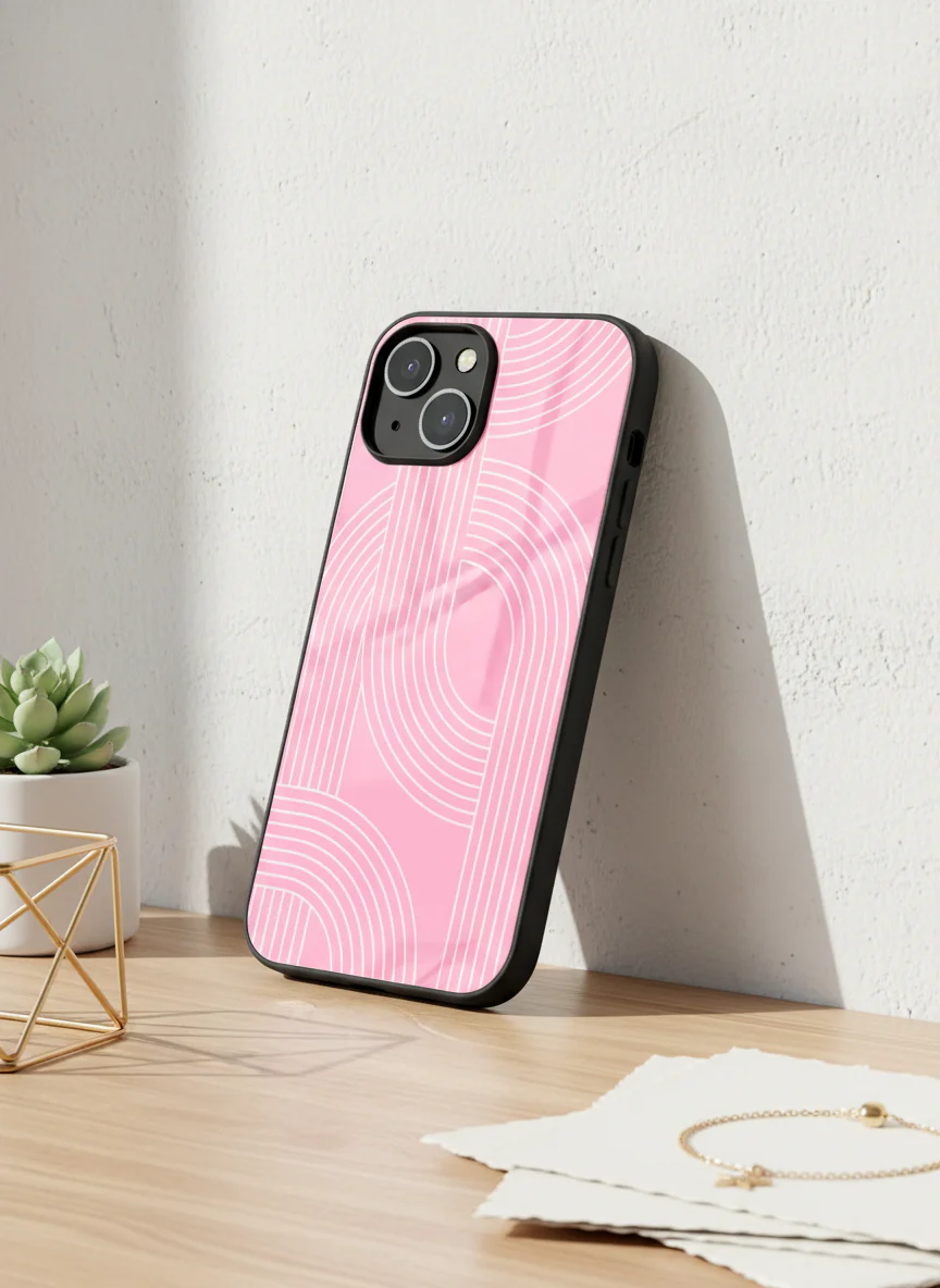 Linear Blush Premium Glass Back Cover For iPhone 11-17 Models - Image 3