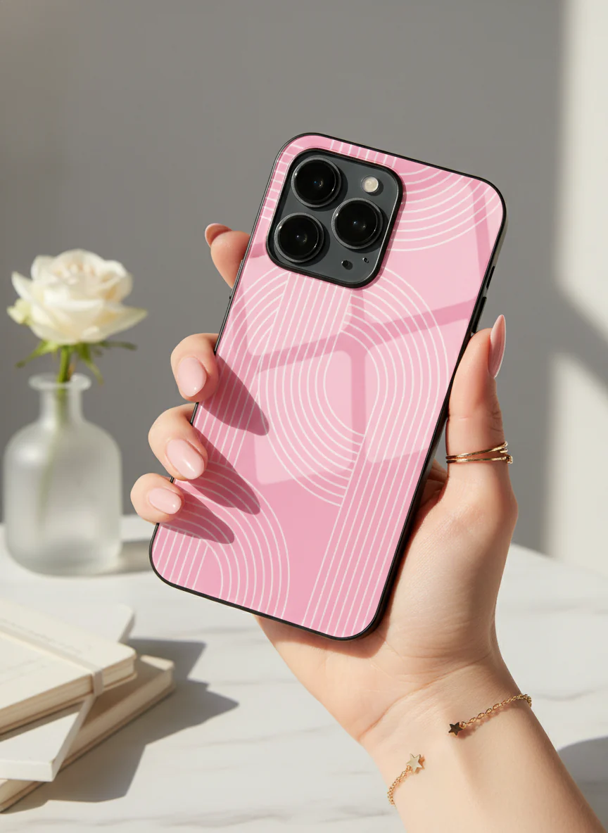Linear Blush Premium Glass Back Cover For iPhone 11-17 Models - Image 4
