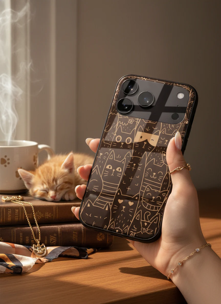 Meow You Too Premium Glass Back Cover For iPhone 11-17 Models - Image 4
