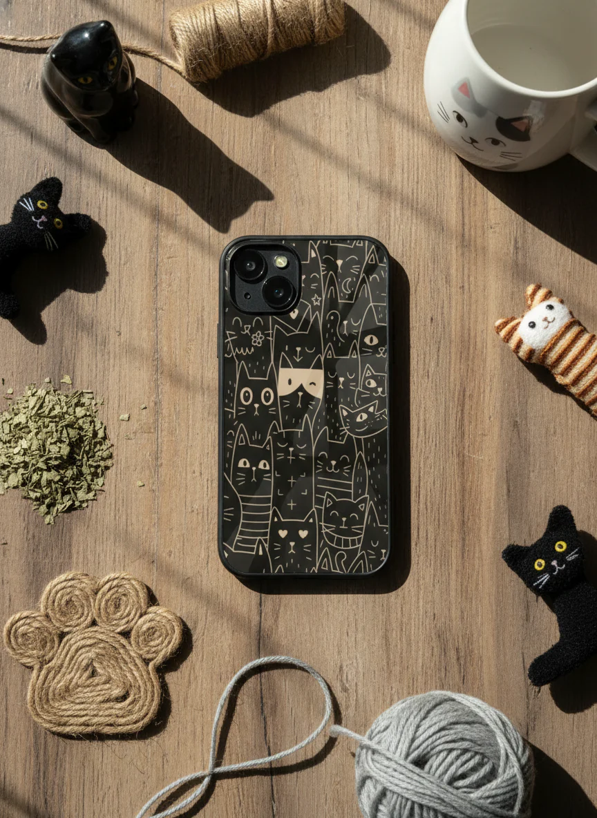 Meow You Too Premium Glass Back Cover For iPhone 11-17 Models - Image 5