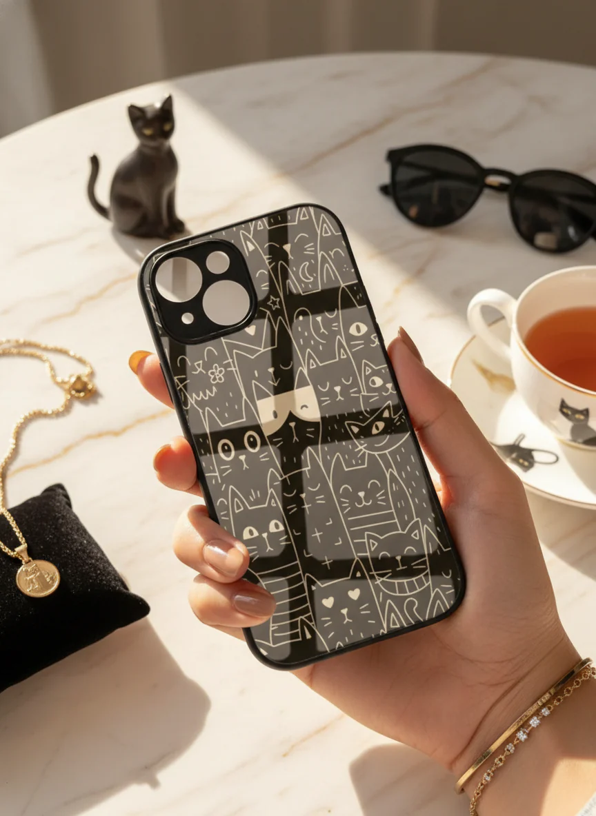 Meow You Too Premium Glass Back Cover For iPhone 11-17 Models - Image 7