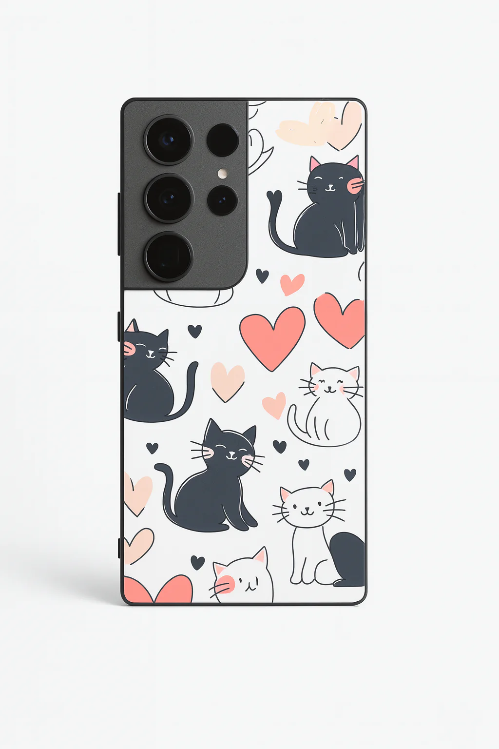 Meowgical Hearts Premium Glass Back Cover For Galaxy S, A, M & F Series - Image 3