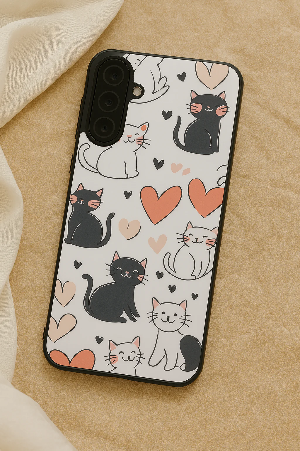 Meowgical Hearts Premium Glass Back Cover For Galaxy S, A, M & F Series - Image 5