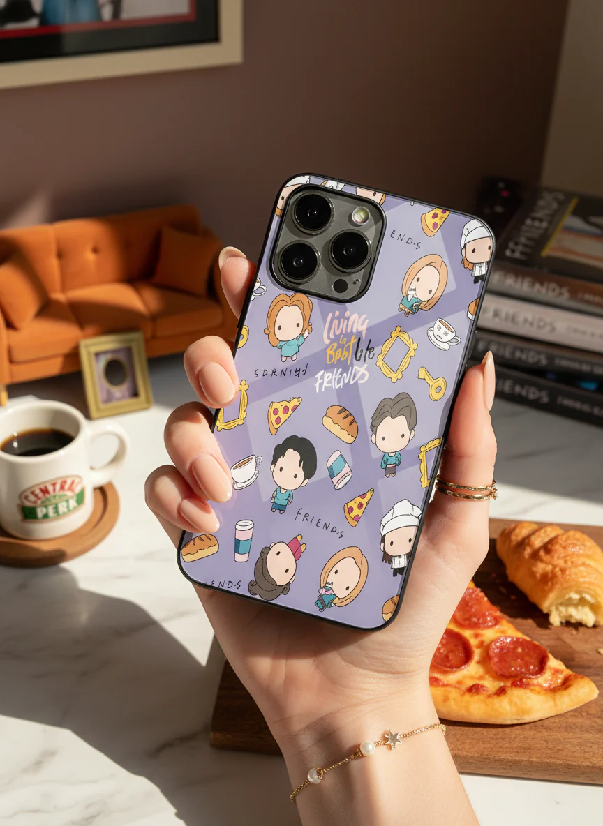 Mini FRIENDS Premium Glass Back Cover For iPhone 11-17 Models - Image 13