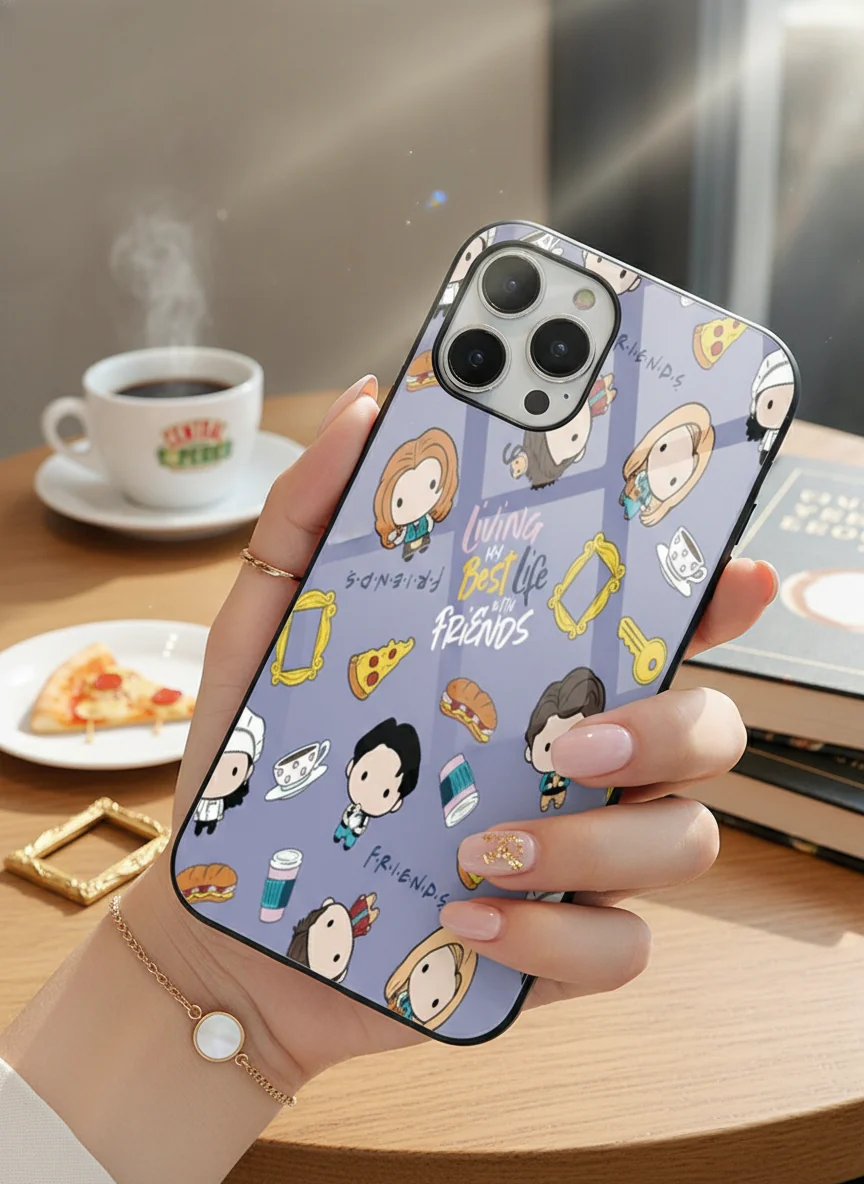 Mini FRIENDS Premium Glass Back Cover For iPhone 11-17 Models - Image 4