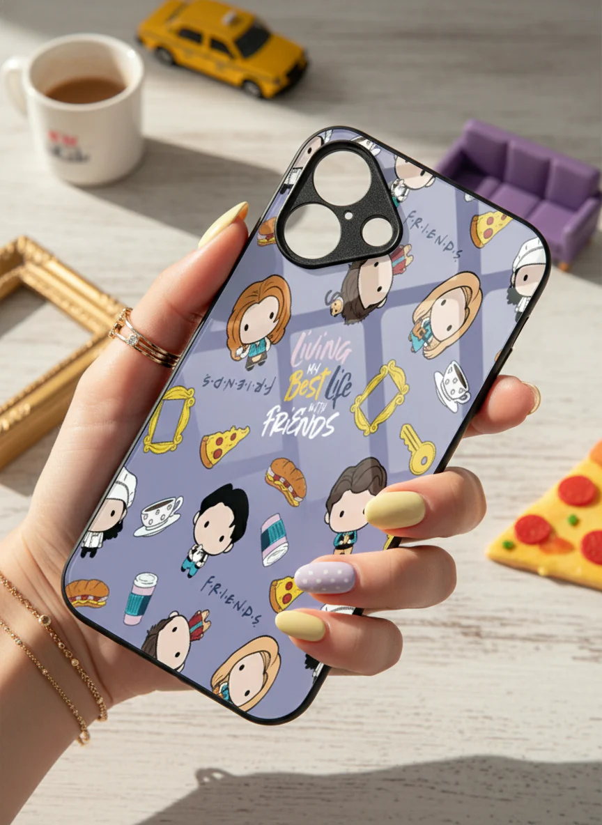 Mini FRIENDS Premium Glass Back Cover For iPhone 11-17 Models - Image 7