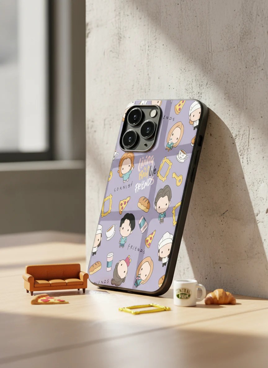 Mini FRIENDS Premium Glass Back Cover For iPhone 11-17 Models - Image 9