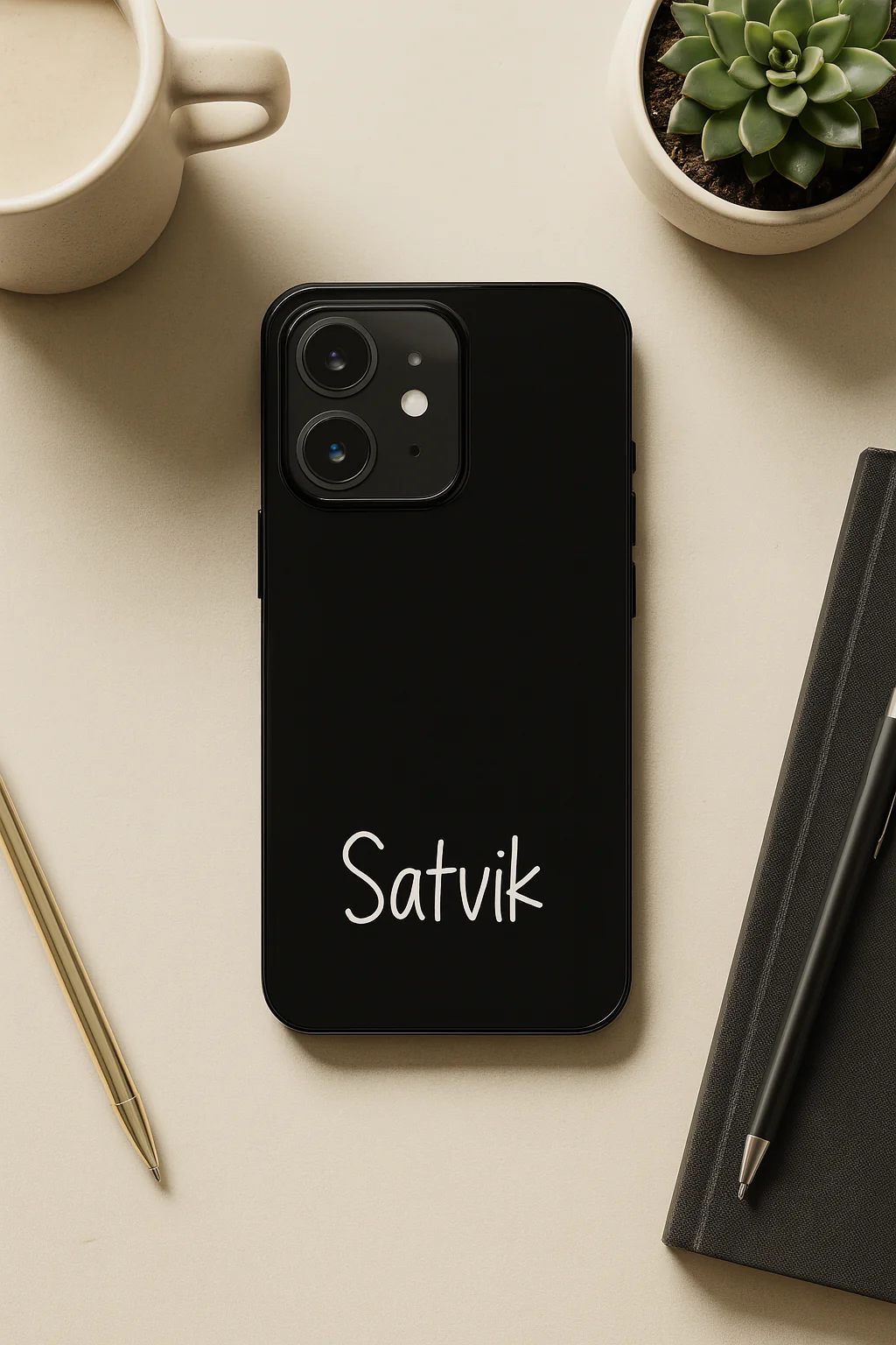 Minimal Luxe Personalised Name Premium Glass Back Cover For iPhone 11-17 Models - Image 9