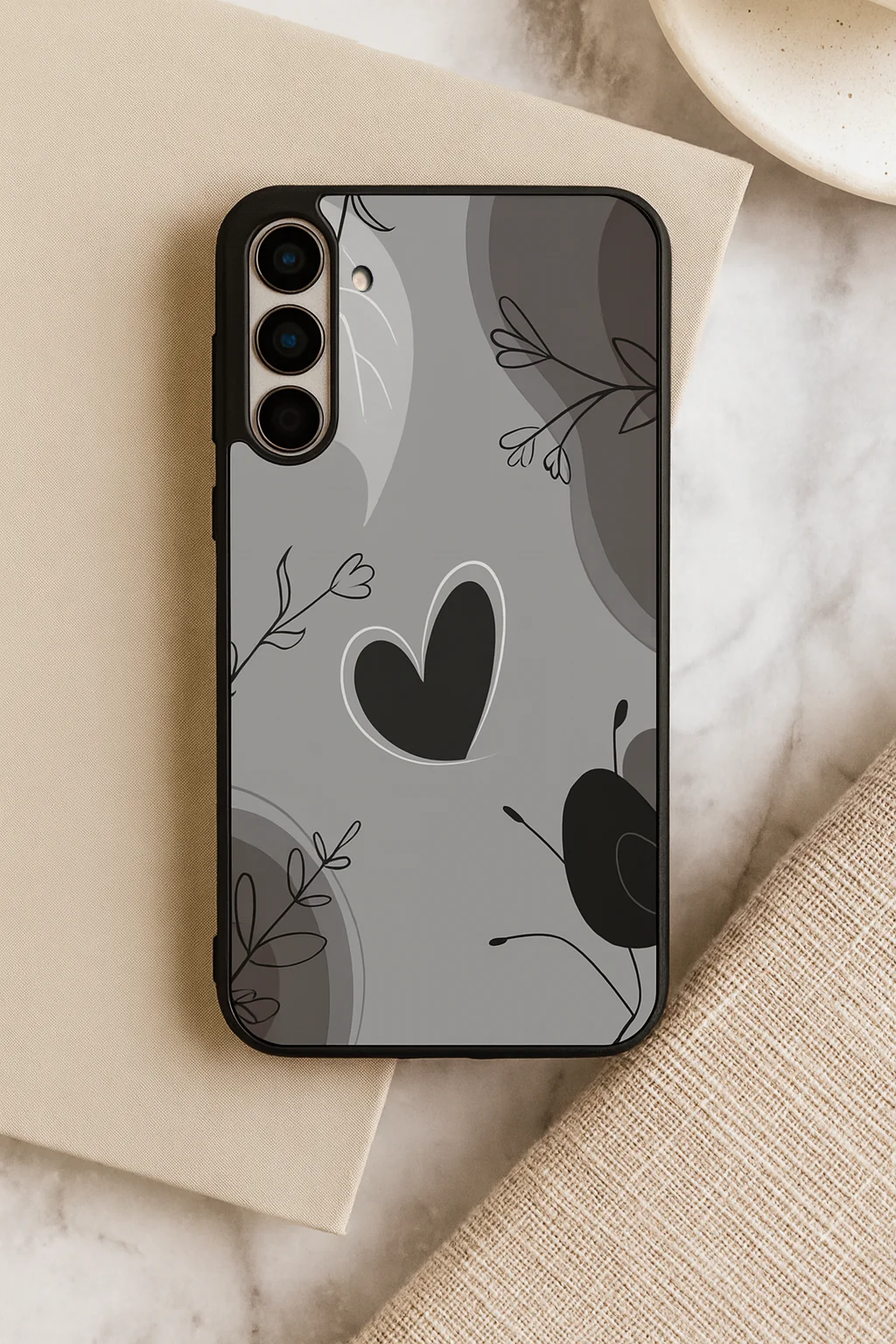 Muted Heart Premium Glass Back Cover For Galaxy S, A, M & F Series