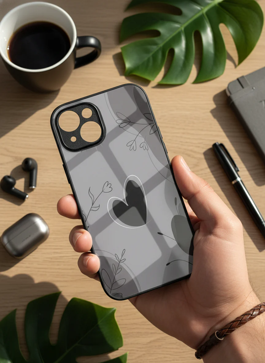 Muted Hearts Premium Glass Back Cover For iPhone 11-17 Models - Image 10