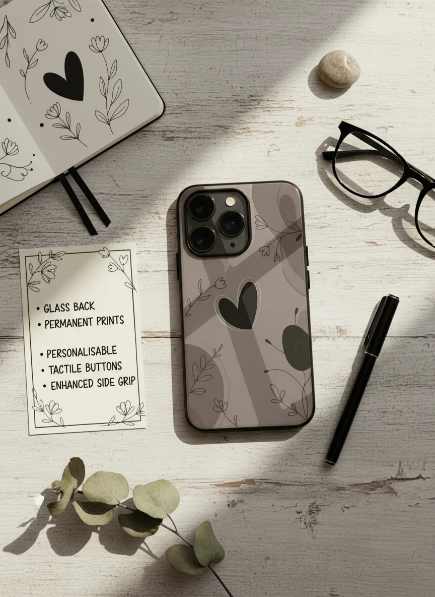 Muted Hearts Premium Glass Back Cover For iPhone 11-17 Models - Image 2