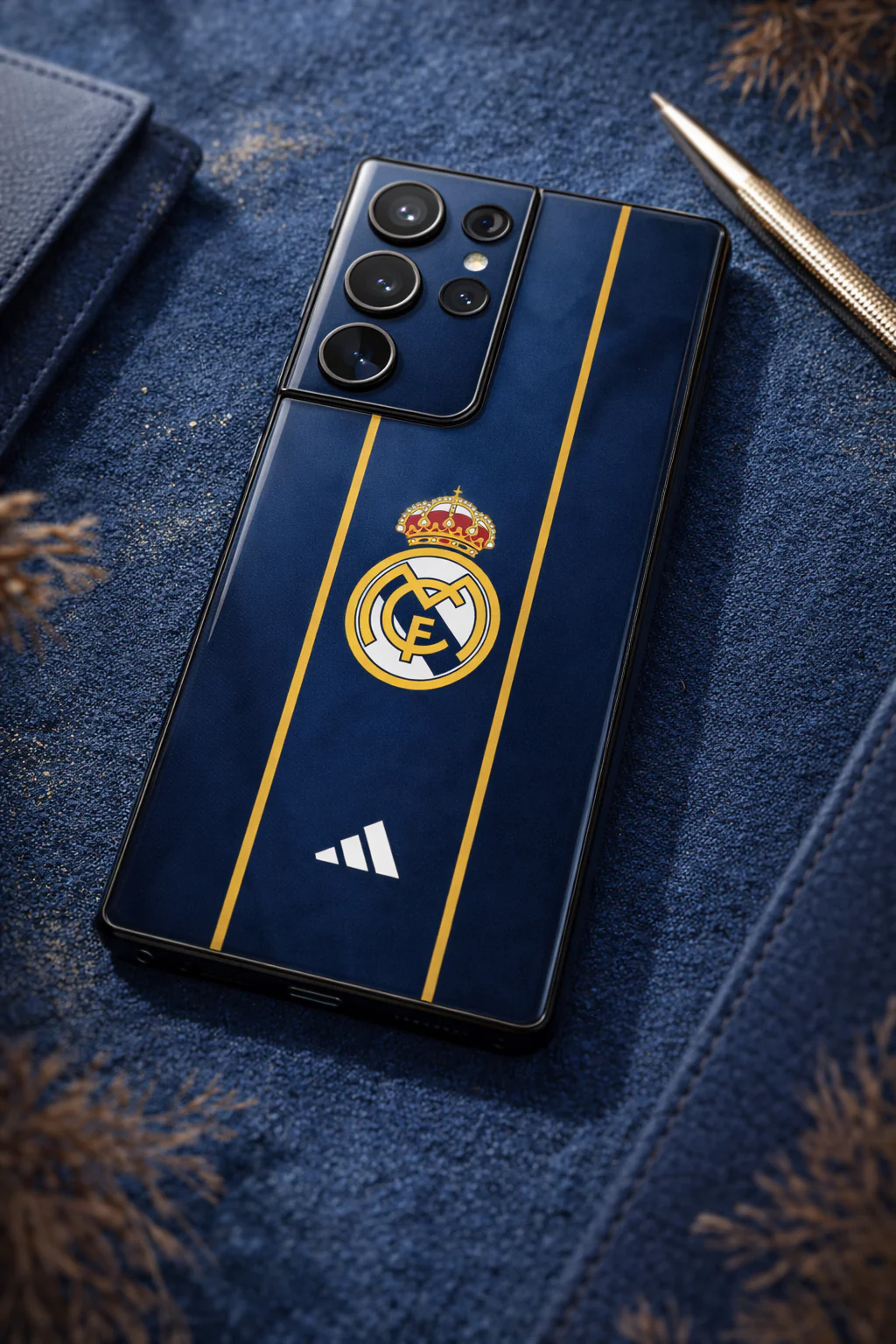 Navy Gold Reign Premium Glass Back Cover For Galaxy S, A, M & F Series - Image 4