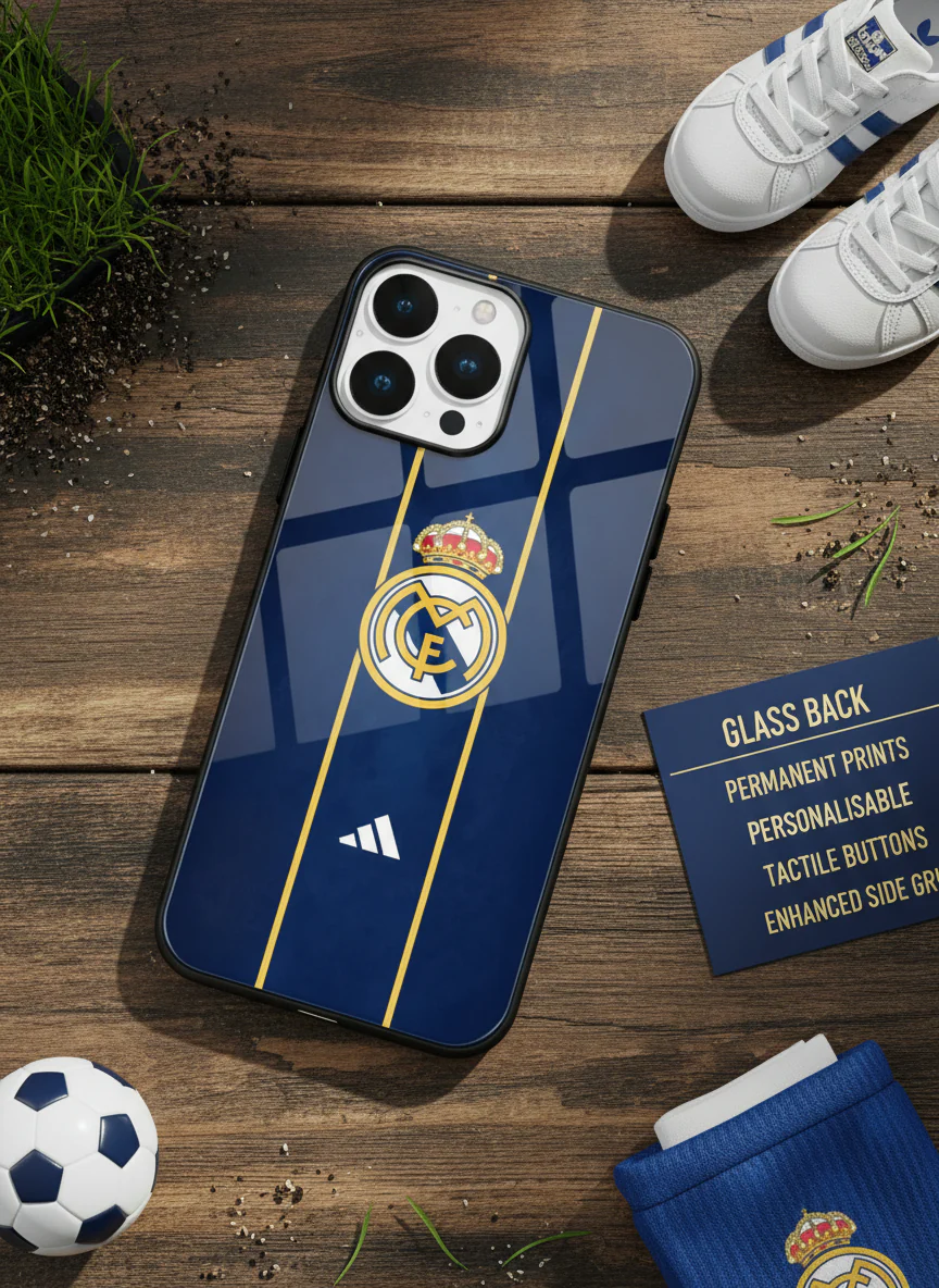 Navy Gold Reign Premium Glass Back Cover For iPhone 11-17 Models - Image 5