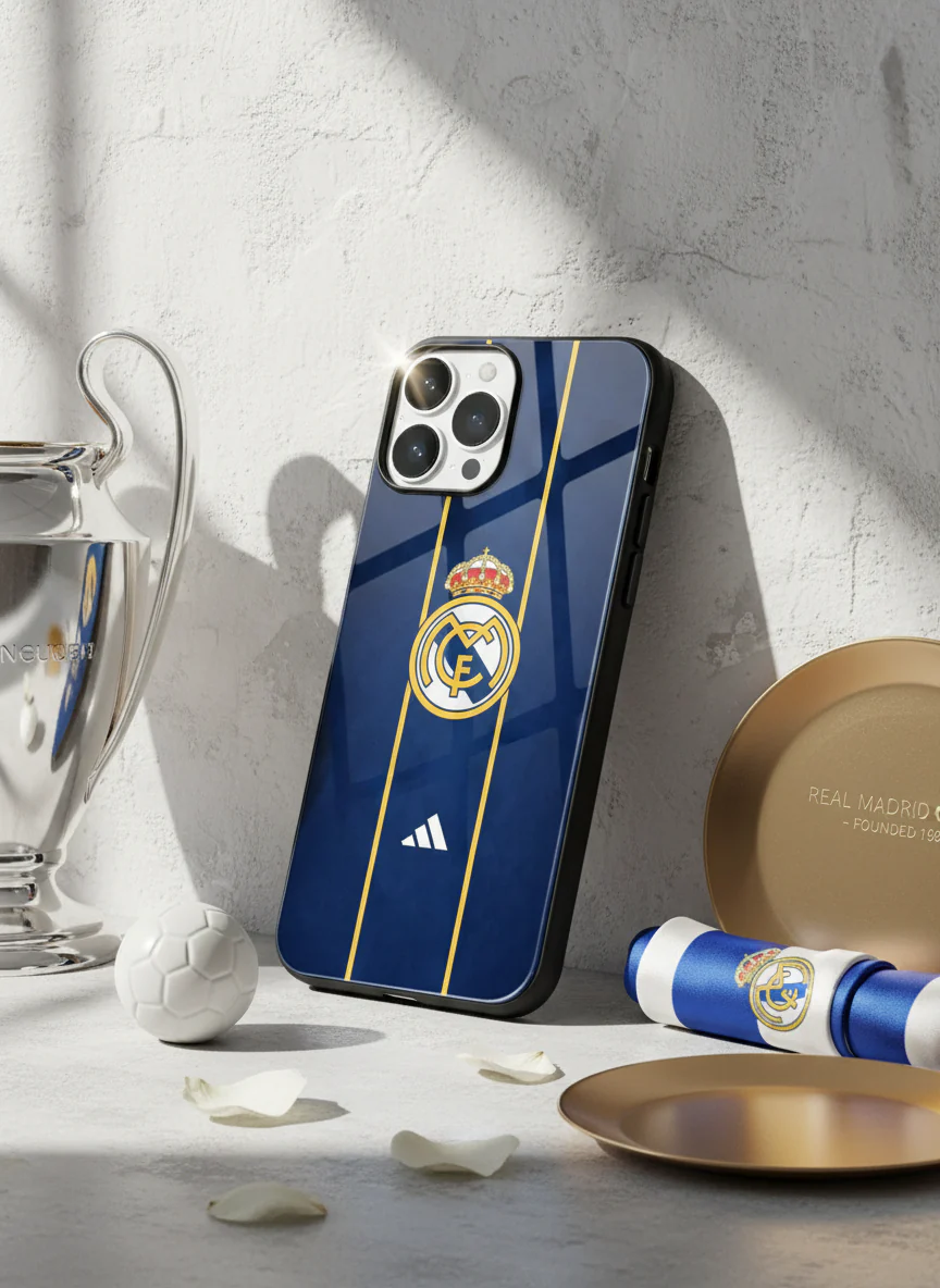 Navy Gold Reign Premium Glass Back Cover For iPhone 11-17 Models - Image 7