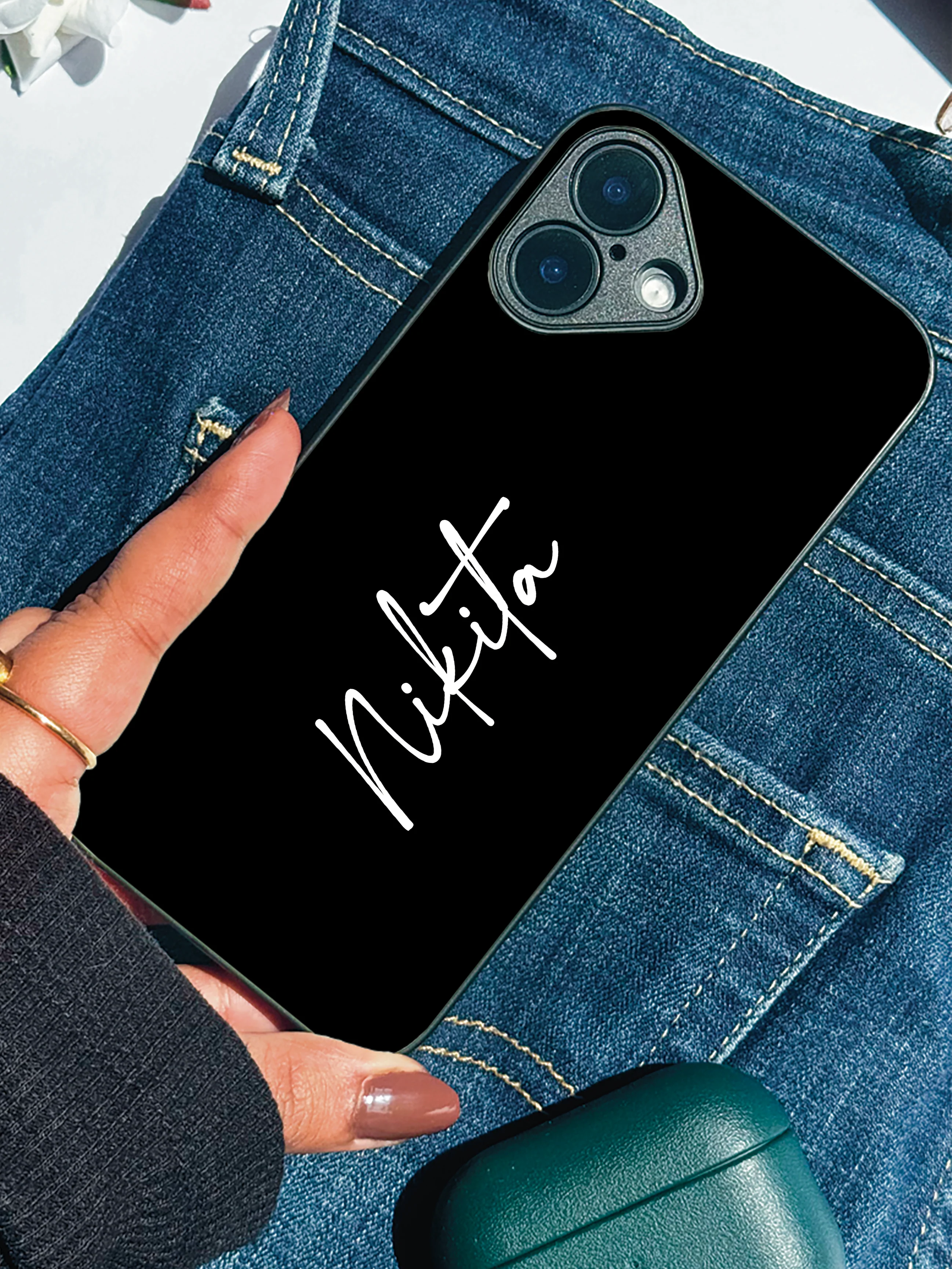 Noir Signature Personalised Name Premium Glass Back Cover For iPhone 11-17 Models - Image 6
