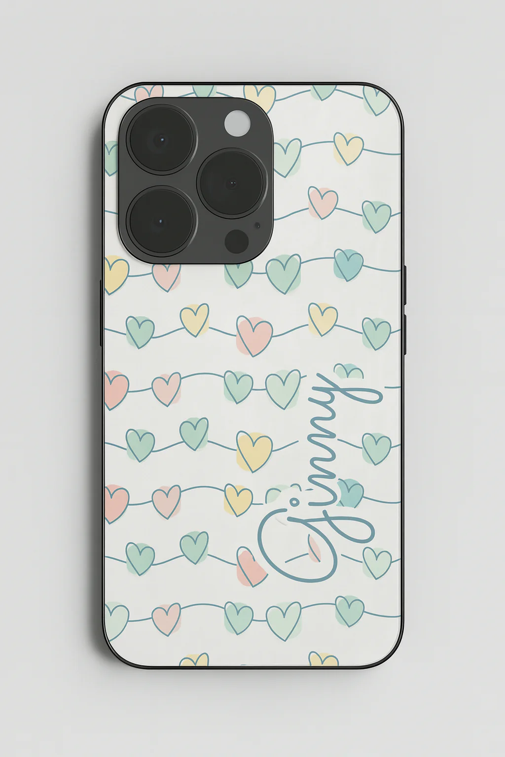 Pastel Strings Personalised Name Premium Glass Back Cover For iPhone 11-17 Models - Image 3