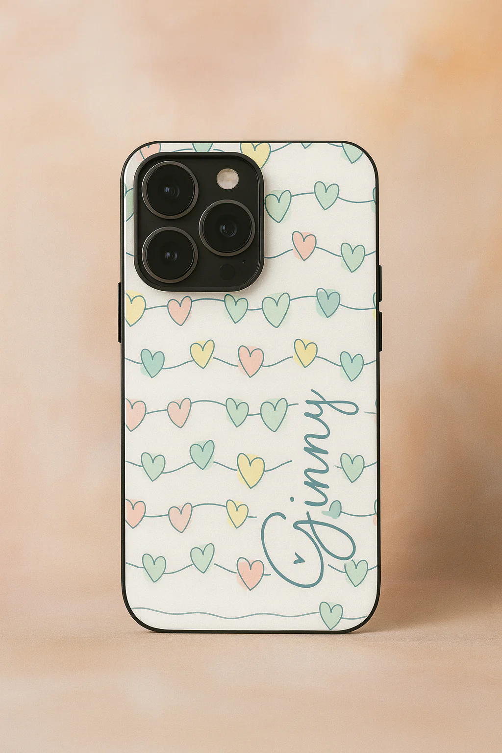 Pastel Strings Personalised Name Premium Glass Back Cover For iPhone 11-17 Models - Image 4