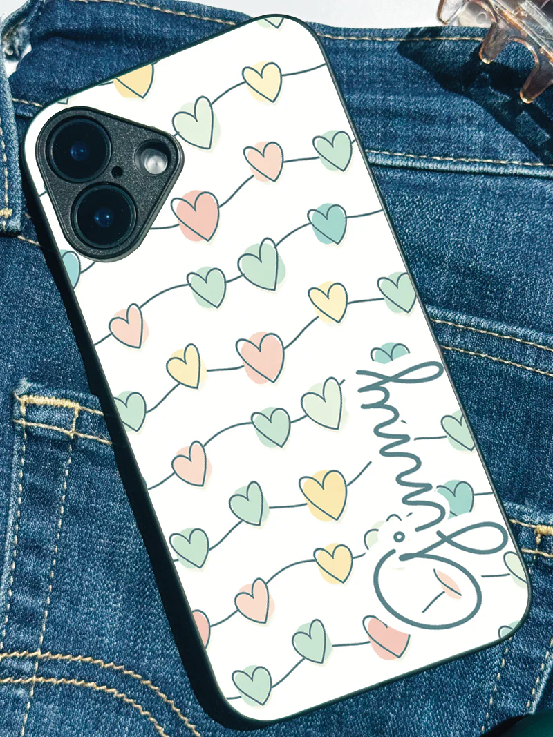 Pastel Strings Personalised Name Premium Glass Back Cover For iPhone 11-17 Models - Image 6