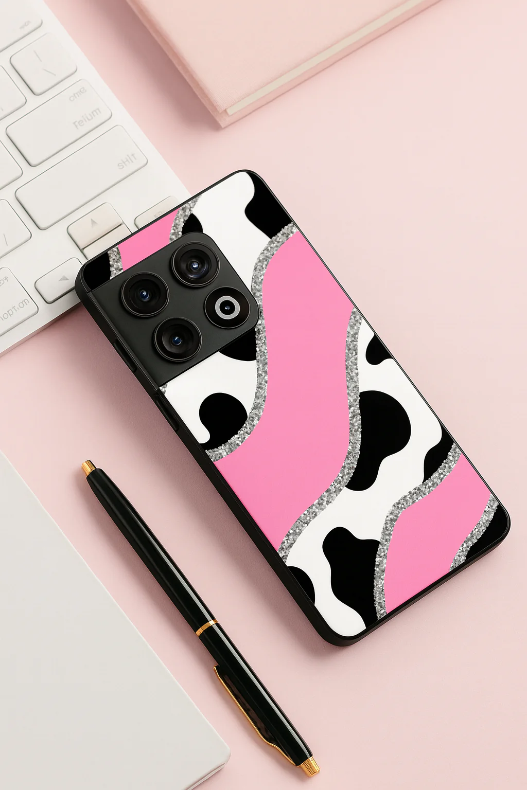 Pink Love Glass Back Cover For One Plus 13, 12, 11, 10, Nord Series - Image 2
