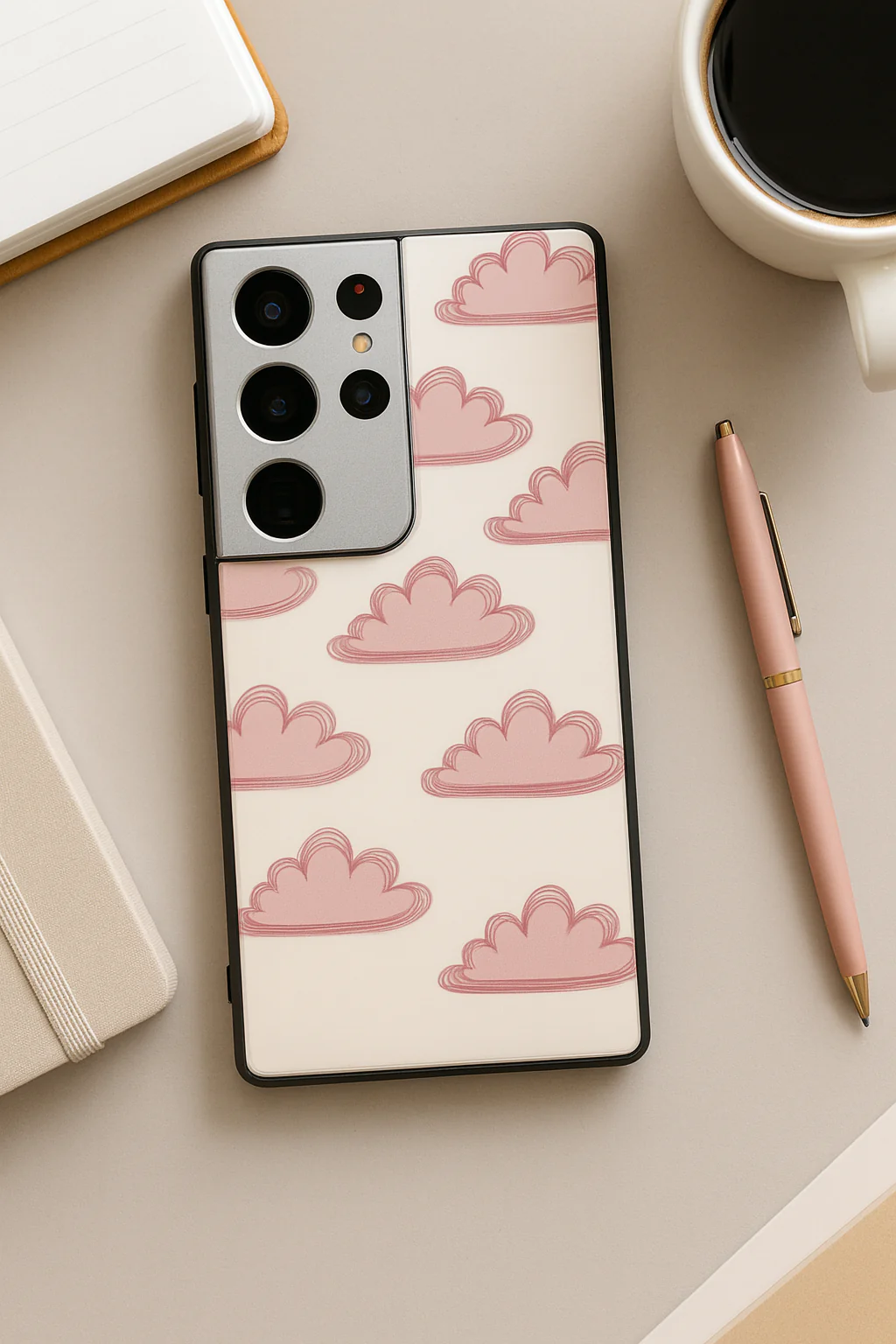 Pink Skies Premium Glass Back Cover For Galaxy S, A, M & F Series