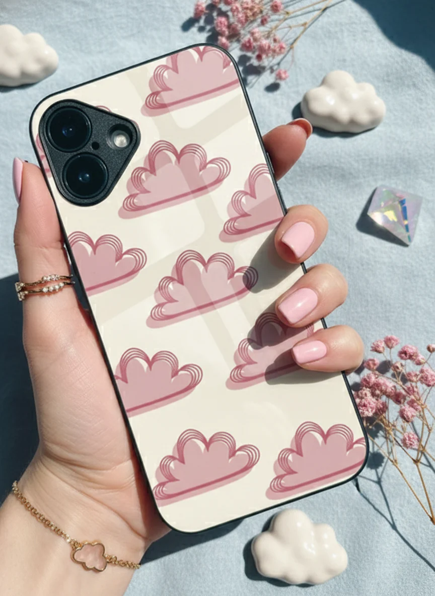 Pink Skies Premium Glass Back Cover For iPhone 11-17 Models