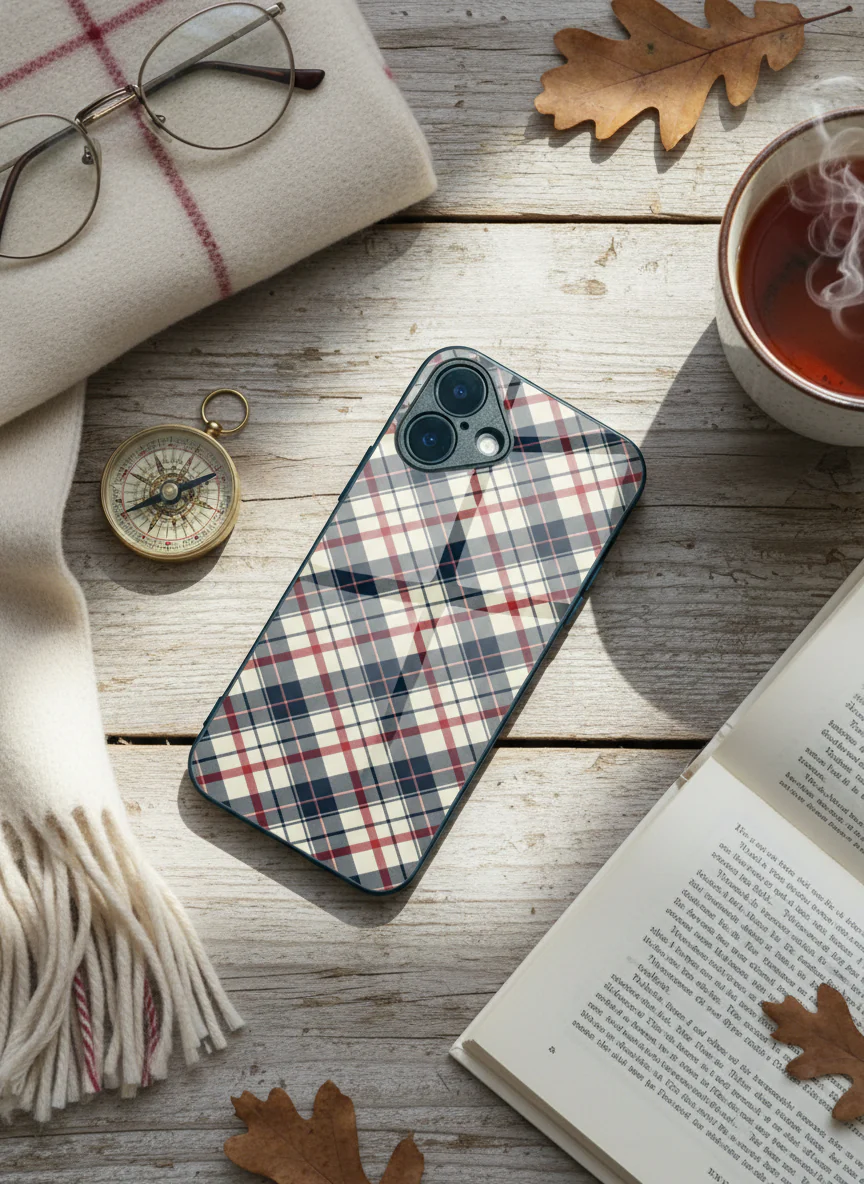 Plaid Perfection Premium Glass Back Cover For iPhone 11-17 Models - Image 5