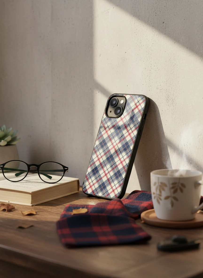 Plaid Perfection Premium Glass Back Cover For iPhone 11-17 Models - Image 6