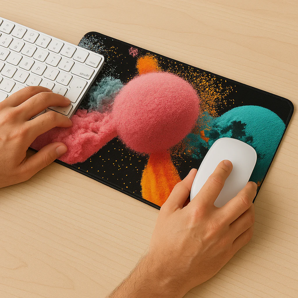 Printed Mouse Pad| Silicon Base | Abstract Color Balls Graphic | Available in Size - Small, Large - Image 3