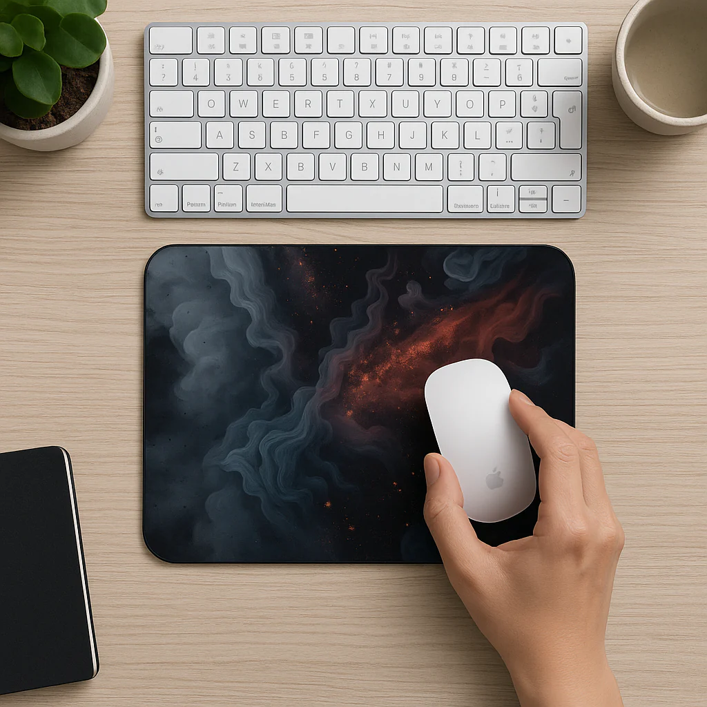 Printed Mouse Pad| Silicon Base | Aesthetic Smoke Graphic | Available in Size - Small, Large - Image 5