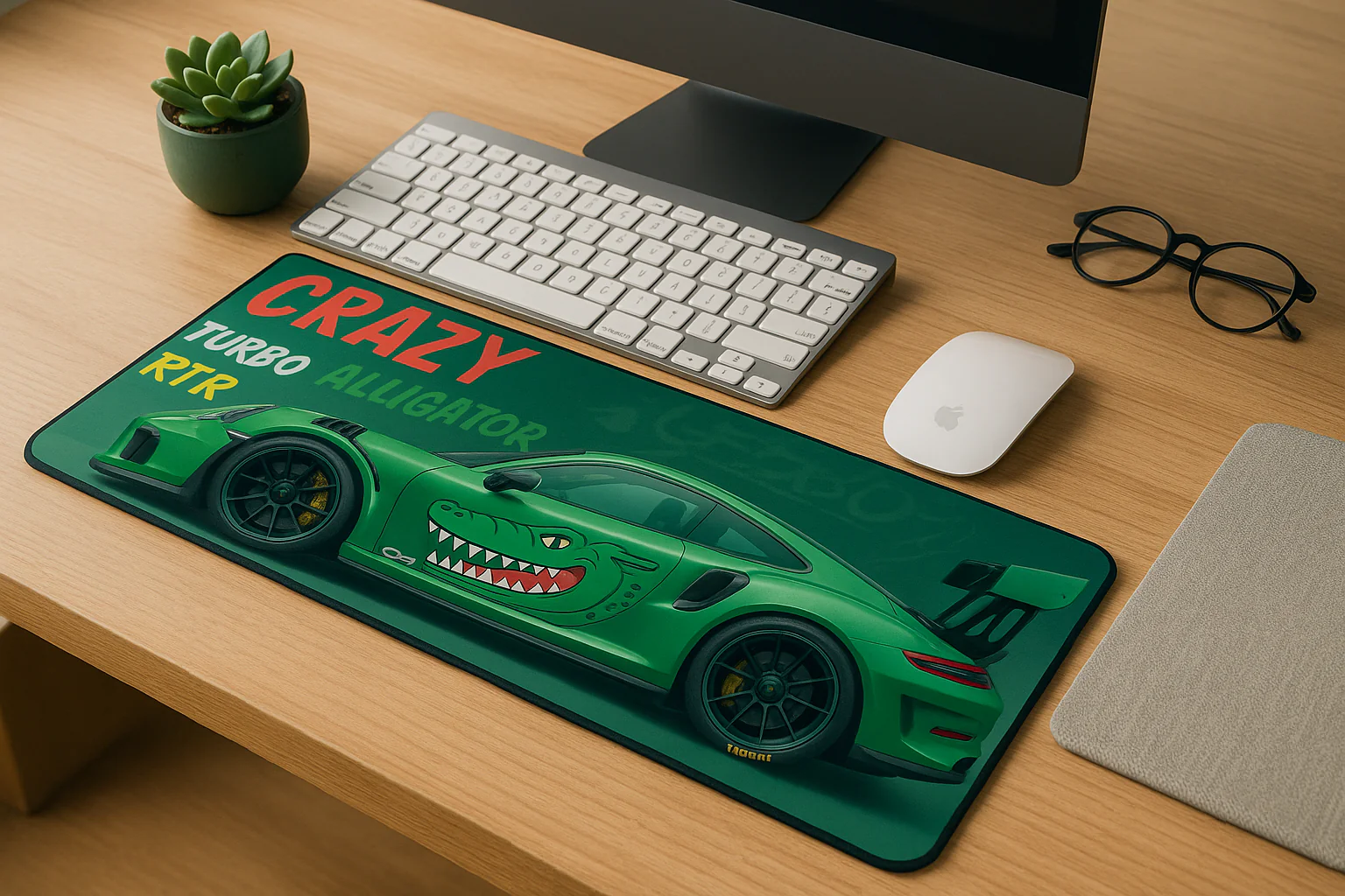 Printed Mouse Pad| Silicon Base | Later Alligator Graphic | Available in Size - Small, Large - Image 5