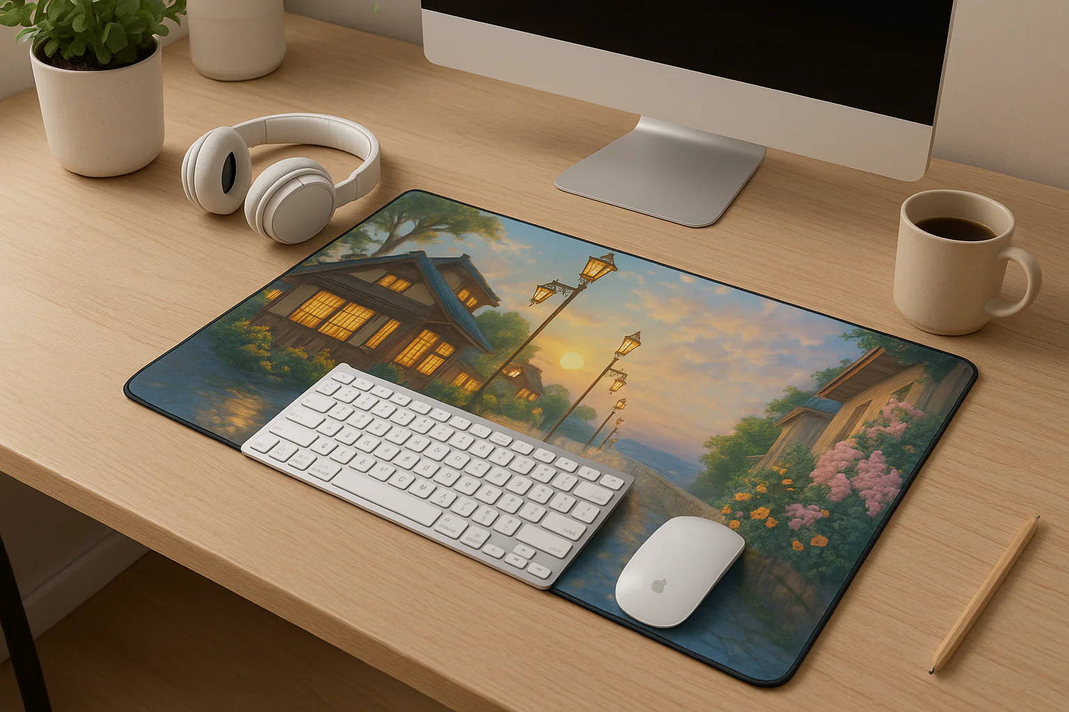 Printed Mouse Pad| Silicon Base | Venice Street Graphic | Available in Size - Small, Large - Image 9