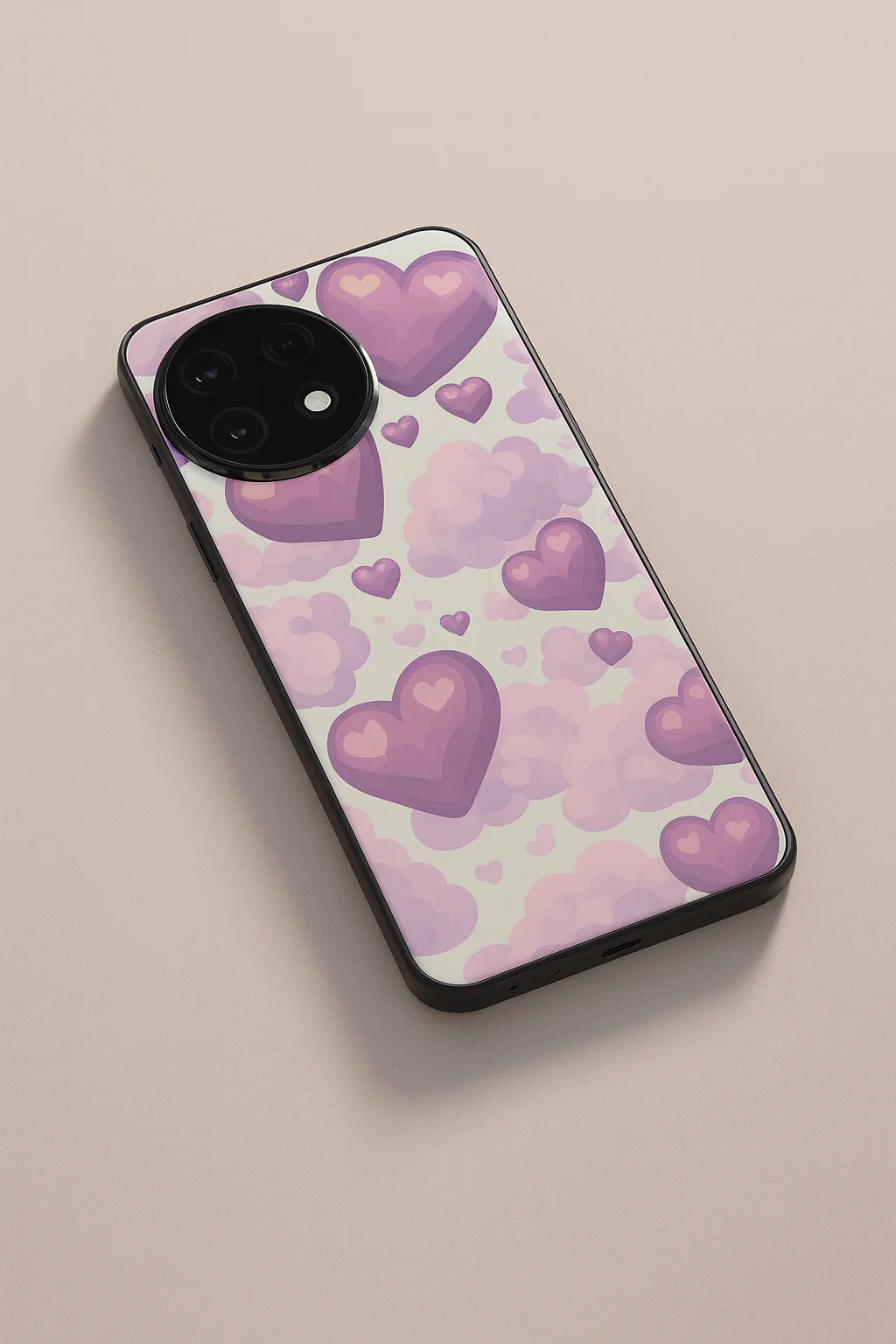 Purple Hearts Glass Back Cover For One Plus 13, 12, 11, 10, Nord Series - Image 6