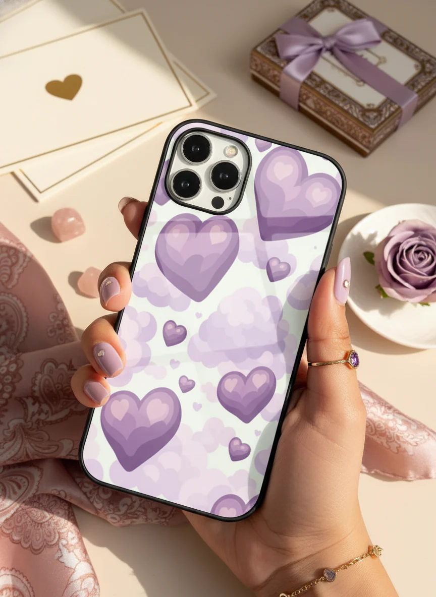Purple Hearts Premium Glass Back Cover For iPhone 11-17 Models - Image 10