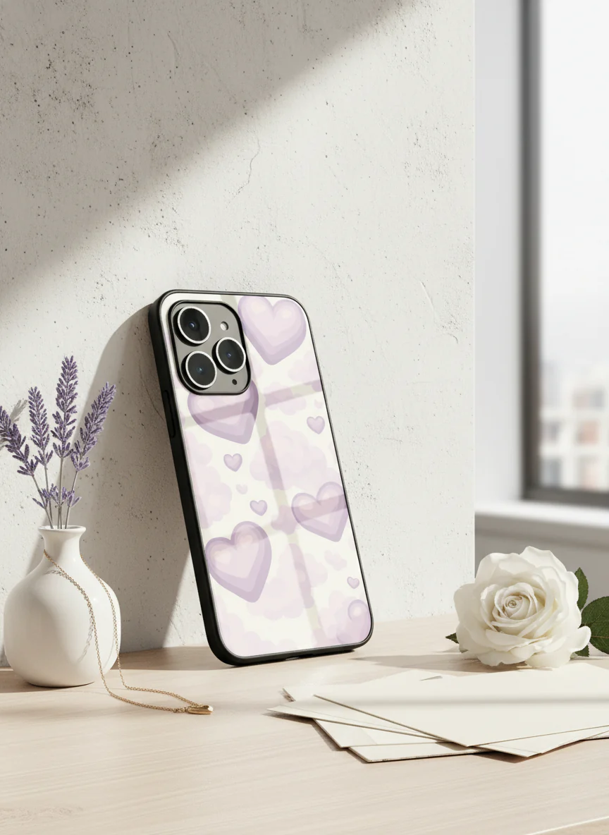 Purple Hearts Premium Glass Back Cover For iPhone 11-17 Models - Image 12