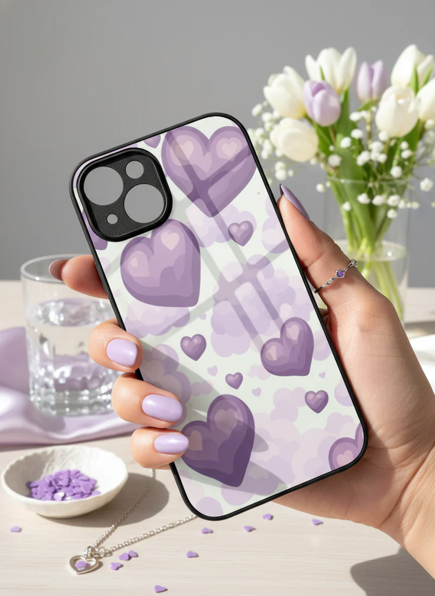Purple Hearts Premium Glass Back Cover For iPhone 11-17 Models - Image 7