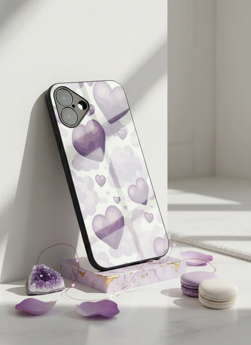 Purple Hearts Premium Glass Back Cover For iPhone 11-17 Models - Image 9