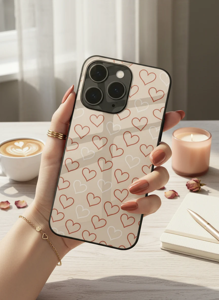 Puzzled Hearts Premium Glass Back Cover For iPhone 11-17 Models
