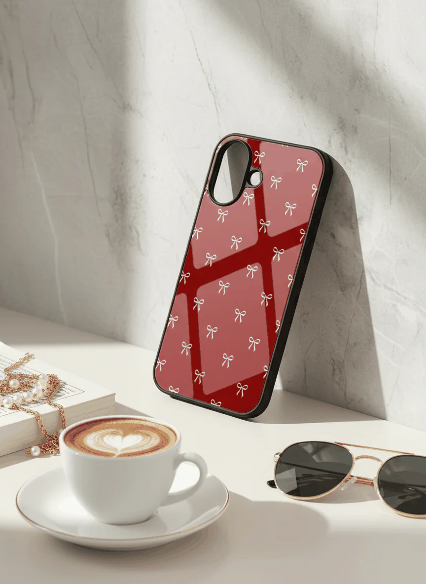 Red Bow Beaut Premium Glass Back Cover For iPhone 11-17 Models - Image 4