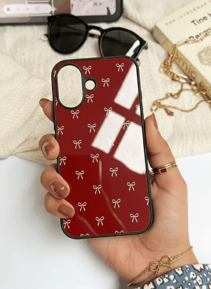 Red Bow Beaut Premium Glass Back Cover For iPhone 11-17 Models - Image 5