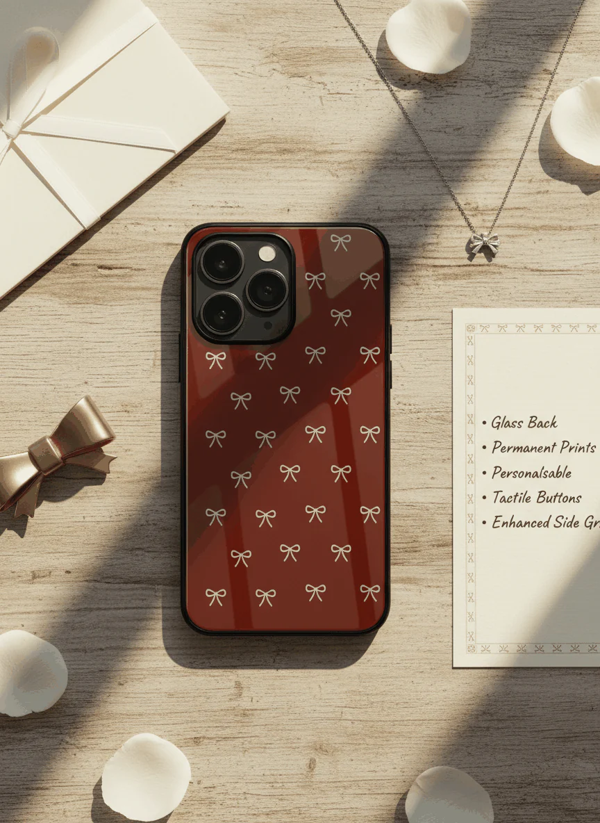 Red Bow Beaut Premium Glass Back Cover For iPhone 11-17 Models - Image 7